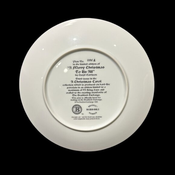 Vintage Collector Plate "A Merry Christmas to Us All" by Lloyd Garrison - Picture 2 of 2